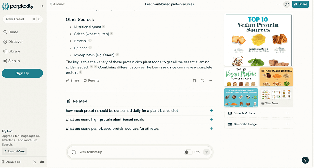 Perplexity AI research answers with sources